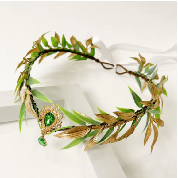 Elf Ears and Leaf Crown Headband Fairy Princess Cosplay Halloween Accessory - Picture 4 of 10